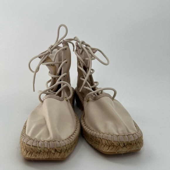 Naguisa Annona Square Toe Open Front Lace Up Jute Boots In Ecru Natural - Picture 2 of 7